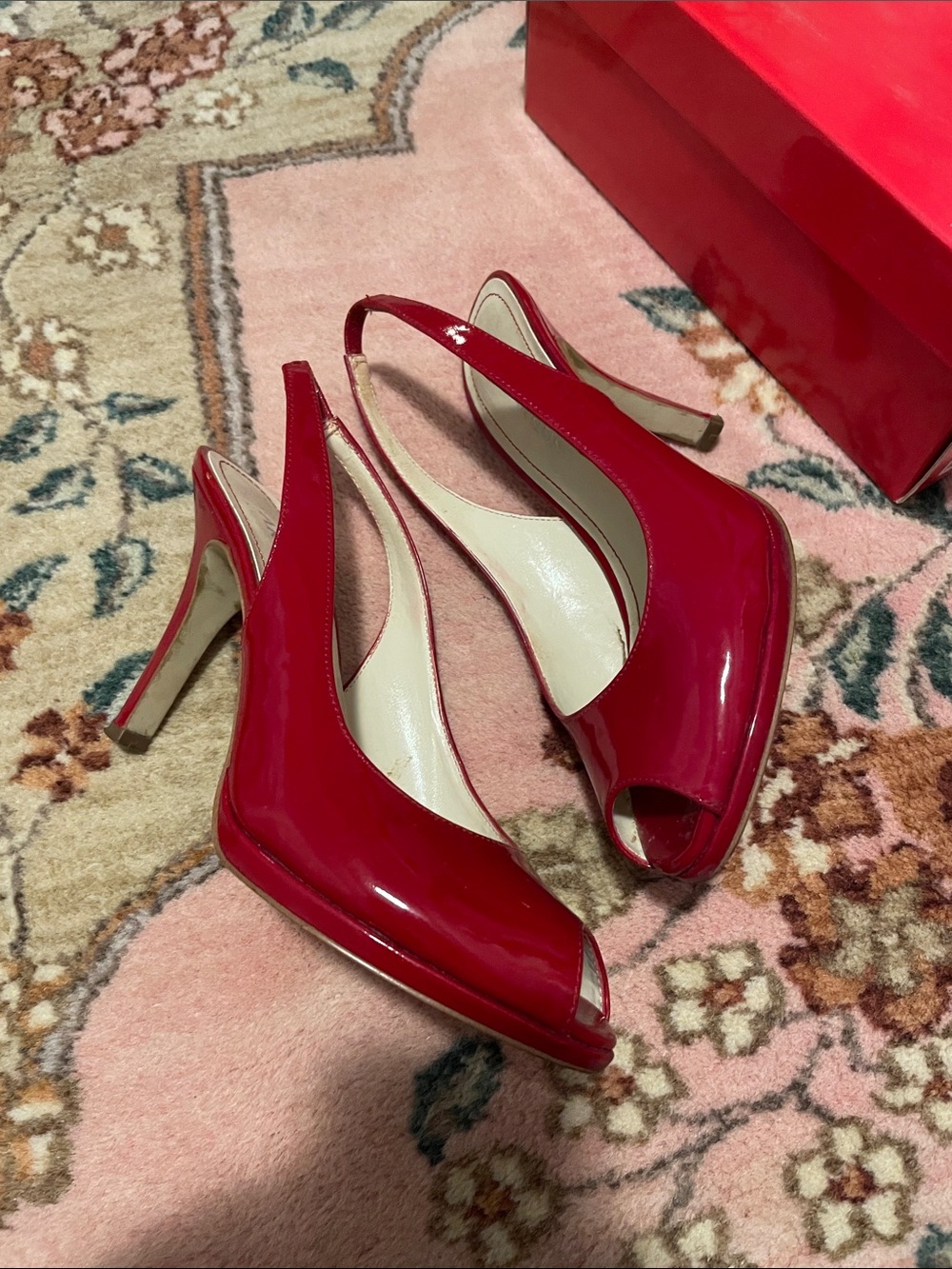 Anne Klein red sling back heels - Picture 5 of 9